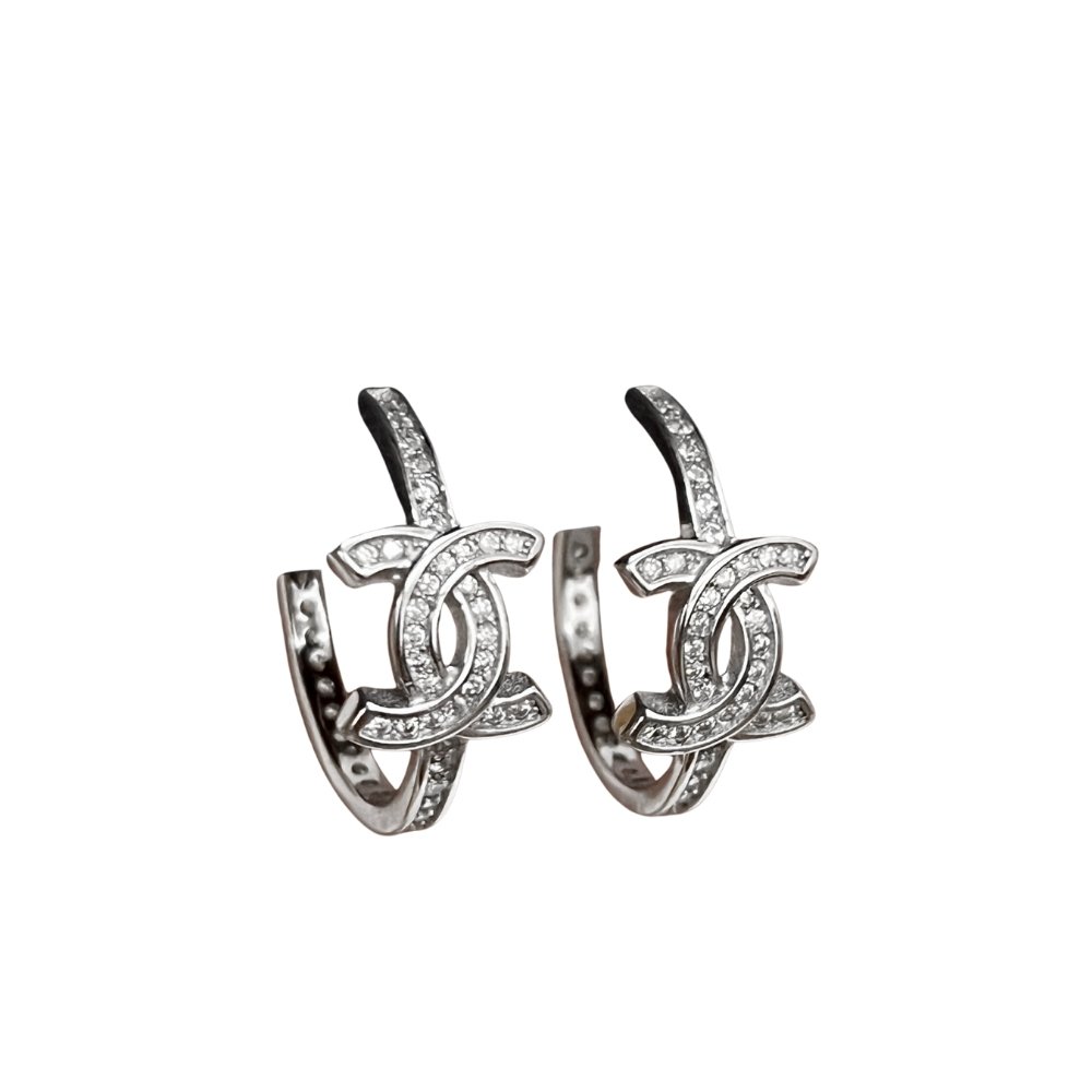 Ch**el Cc Mark Hoop Earrings In Silver Abf729 B20574 U0939