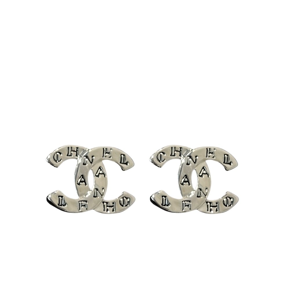 Ch**el Cc Classic Logo Earrings Silver