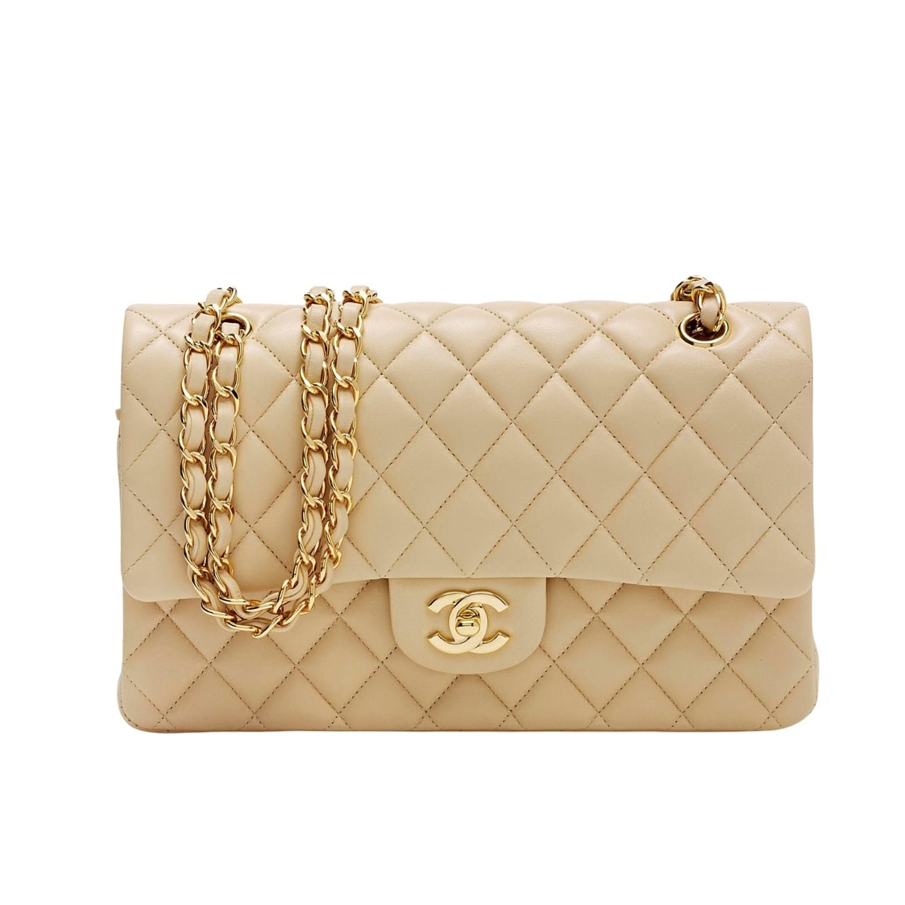 Ch**el Classic Flap Beige Gold Hardware 25Cm