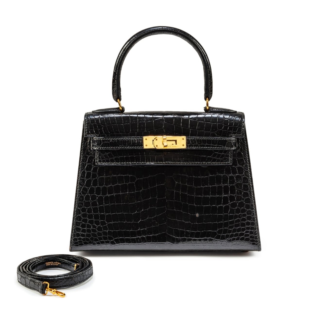 H**me5 Mini Kelly K20 Gold-Toned Hardware Black 20Cm