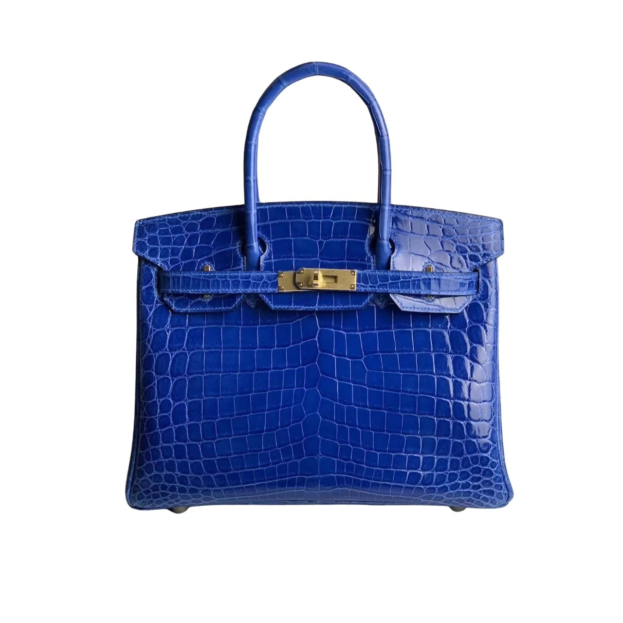 H**me5 Birkin 30 Crocodile Gold Toned Hardware Dark Blue