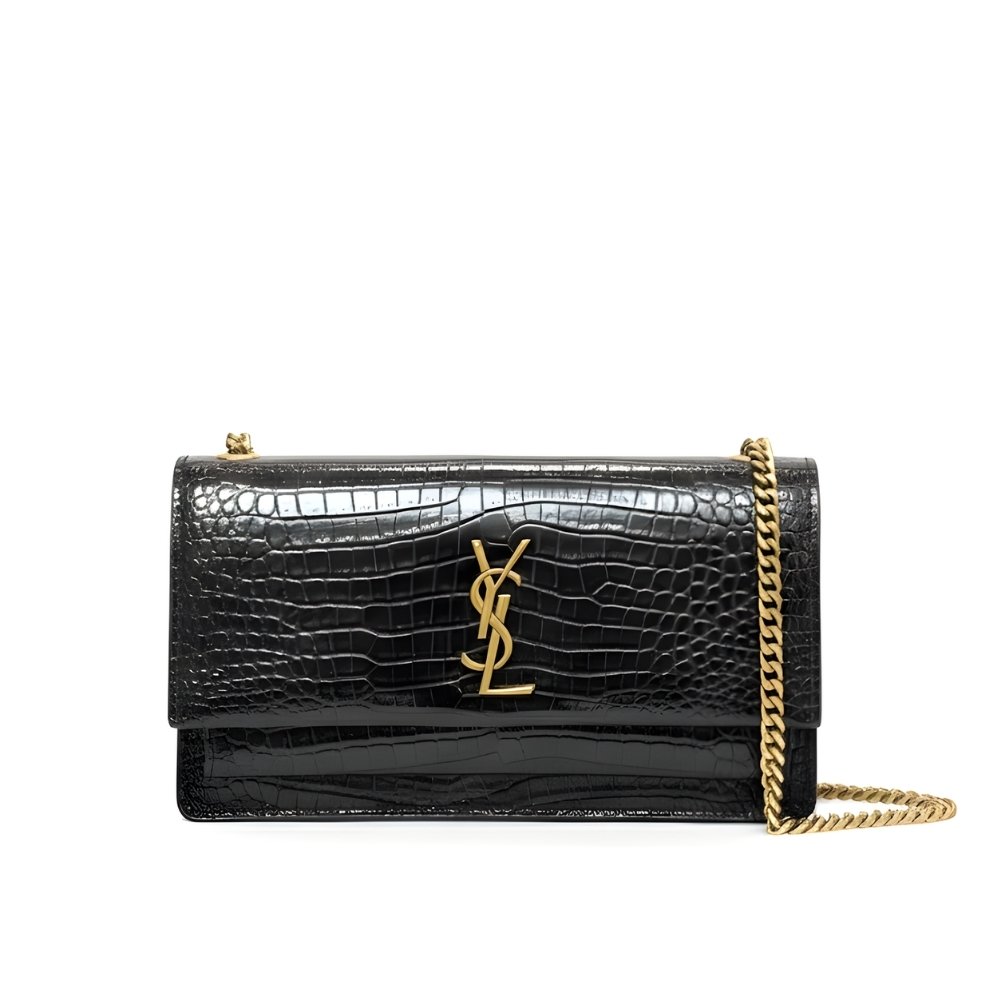 Sa1nt Lau*nt Sunset Embossed Clutch Black 22Cm