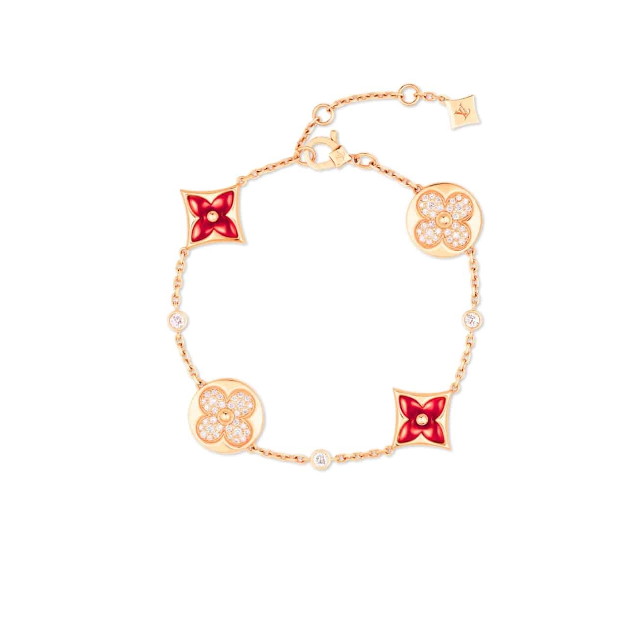 L0vis Vvtt0n Color Blossom Bb Multi-Pattern Bracelet Pink Gold Qa5122