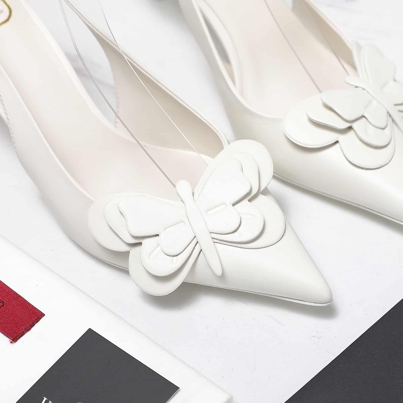 Va1e*ntin0 Garavani Papier Phalène Slingback Pumps White