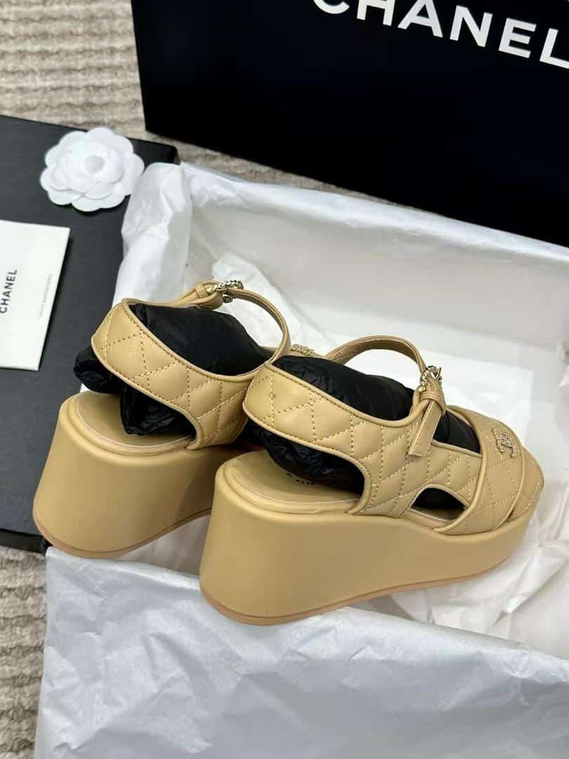 Ch**el Quilted Sandals Beige G39918