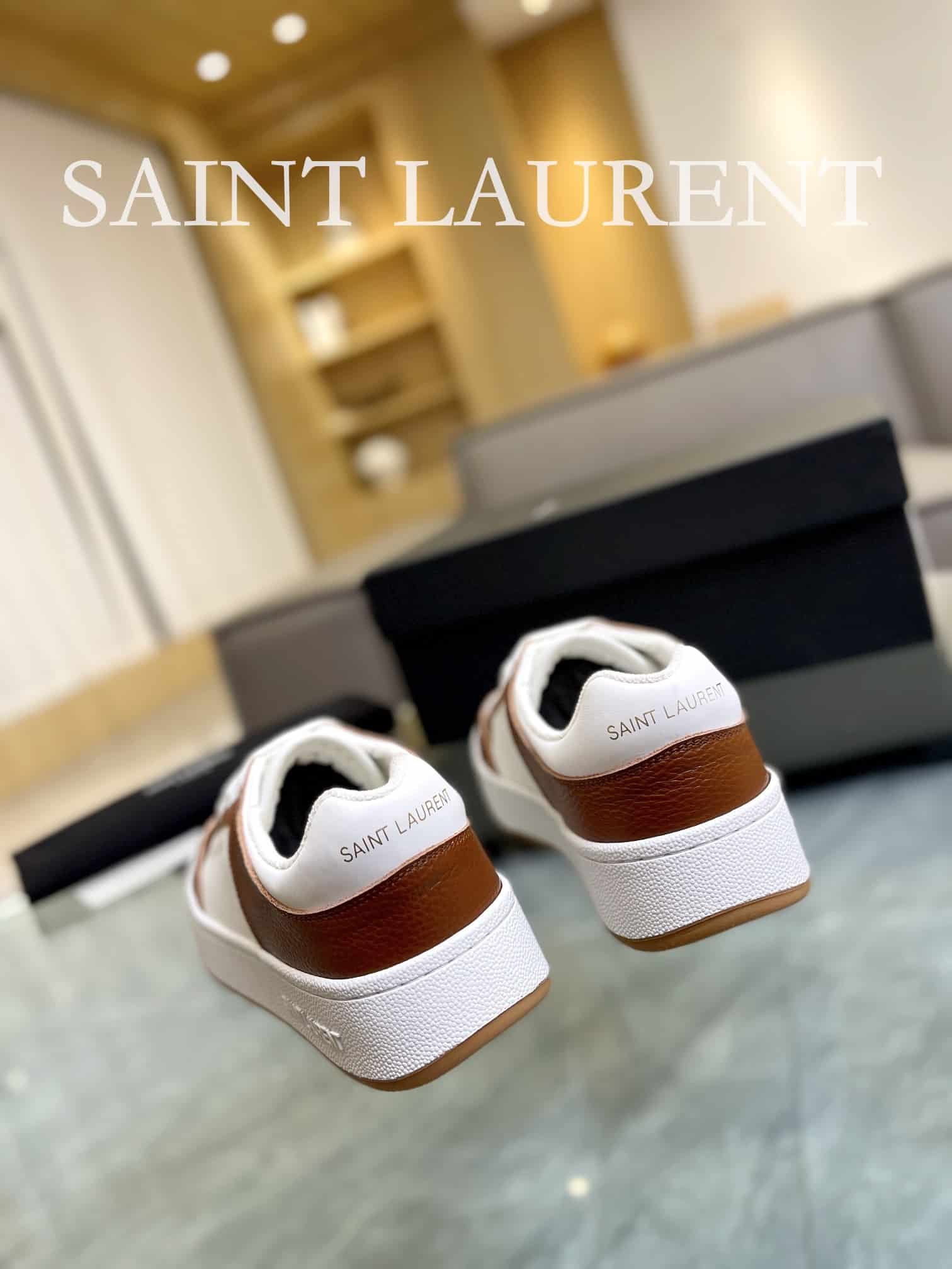 Sa1nt Lau*nt Perforated Leather Sneaker Brown