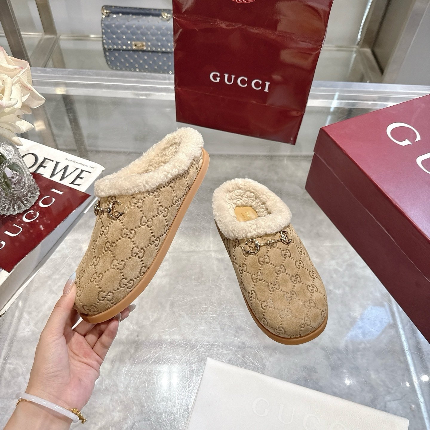 Gvc*1 Women Mule With Horsebit Beige Gg 836057 Aae27 9556