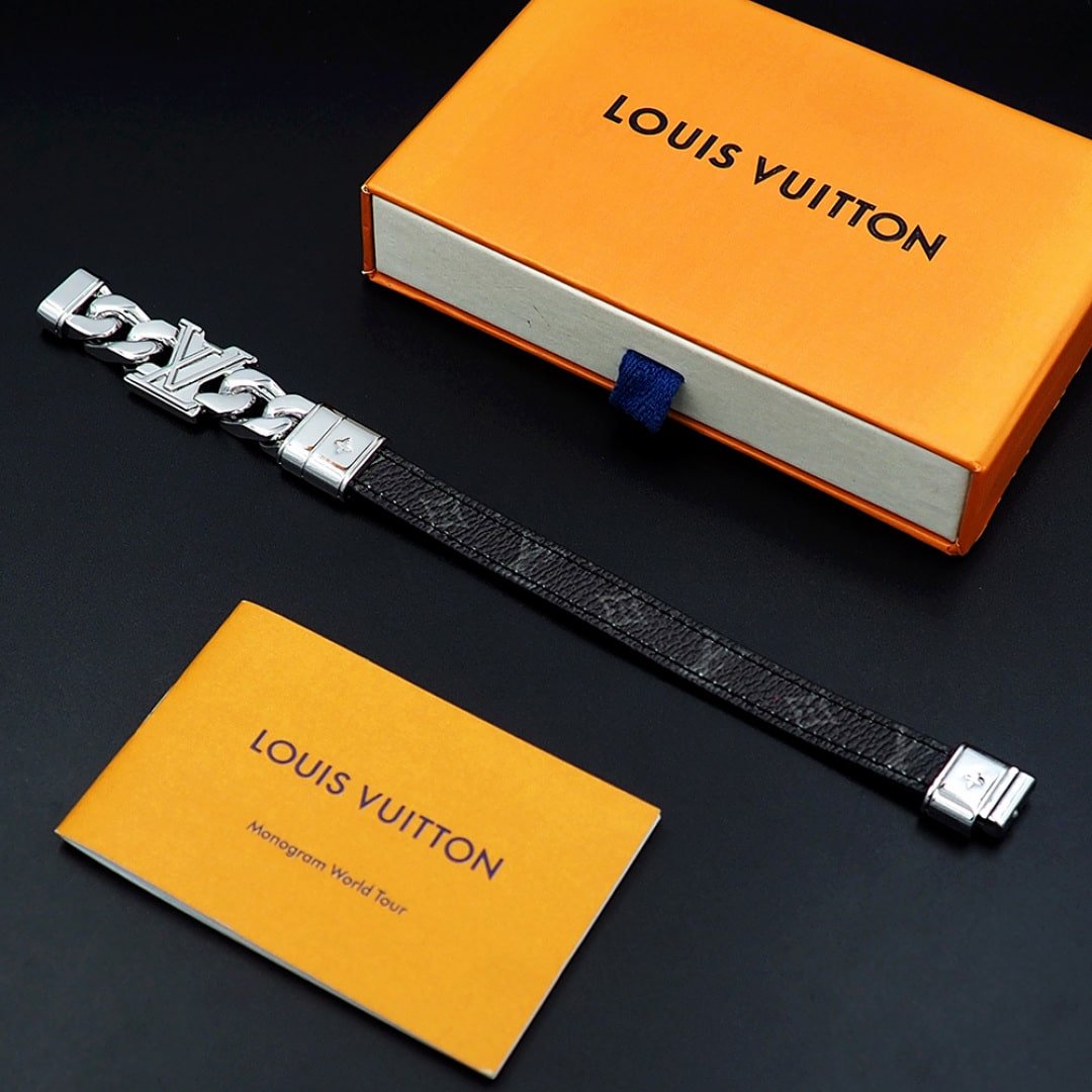 L0vis Vvtt0n Dimension Bracelet Silver Black M8828D