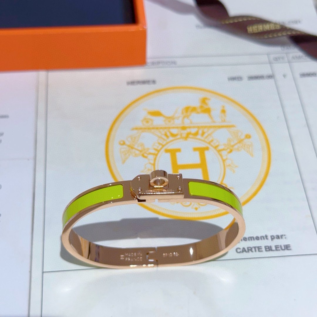 H**me5 Mini Clic Kelly Bracelet Green And Rose Gold H200004Fo4Spm