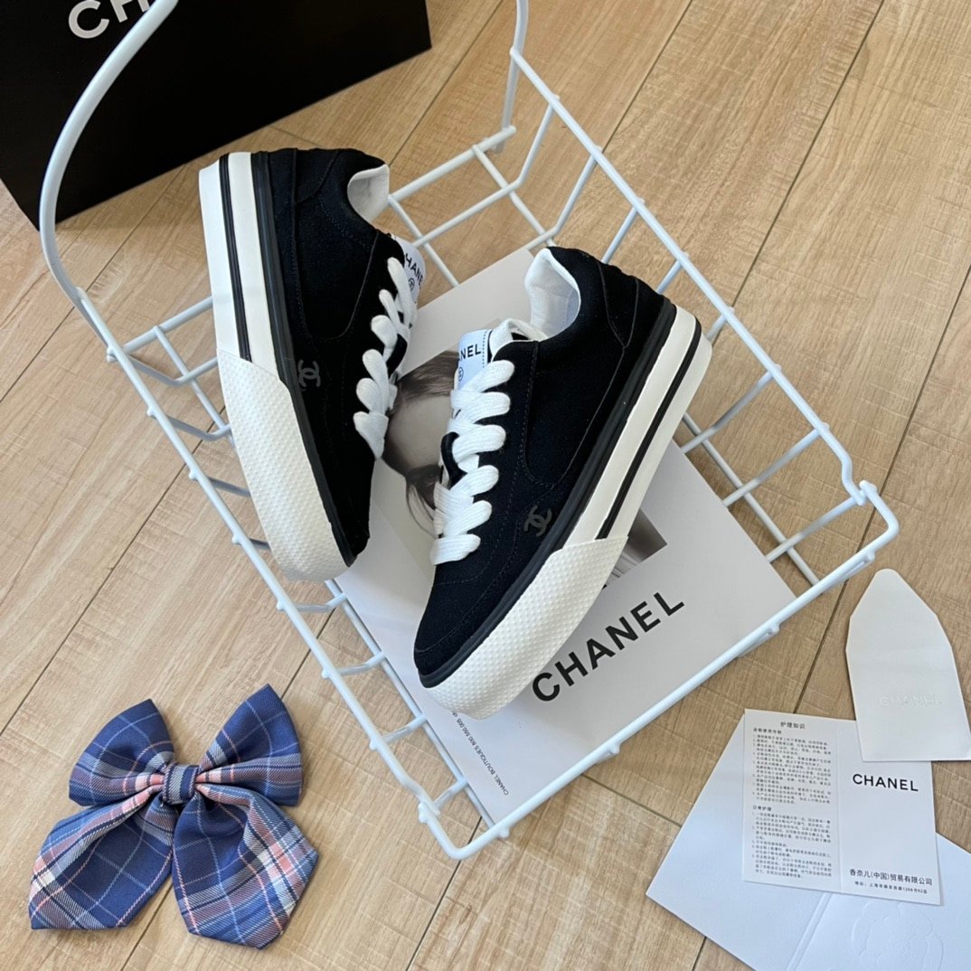 Ch**el Suede Leather Runners Black