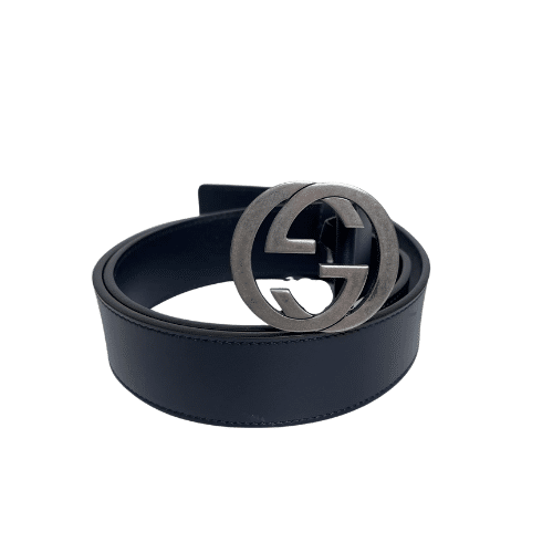 Gvc*1 Leather Belt With Gold Interlocking G 4Cm
