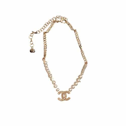 Ch**el Women’S Pearl Necklace And Gold Metal