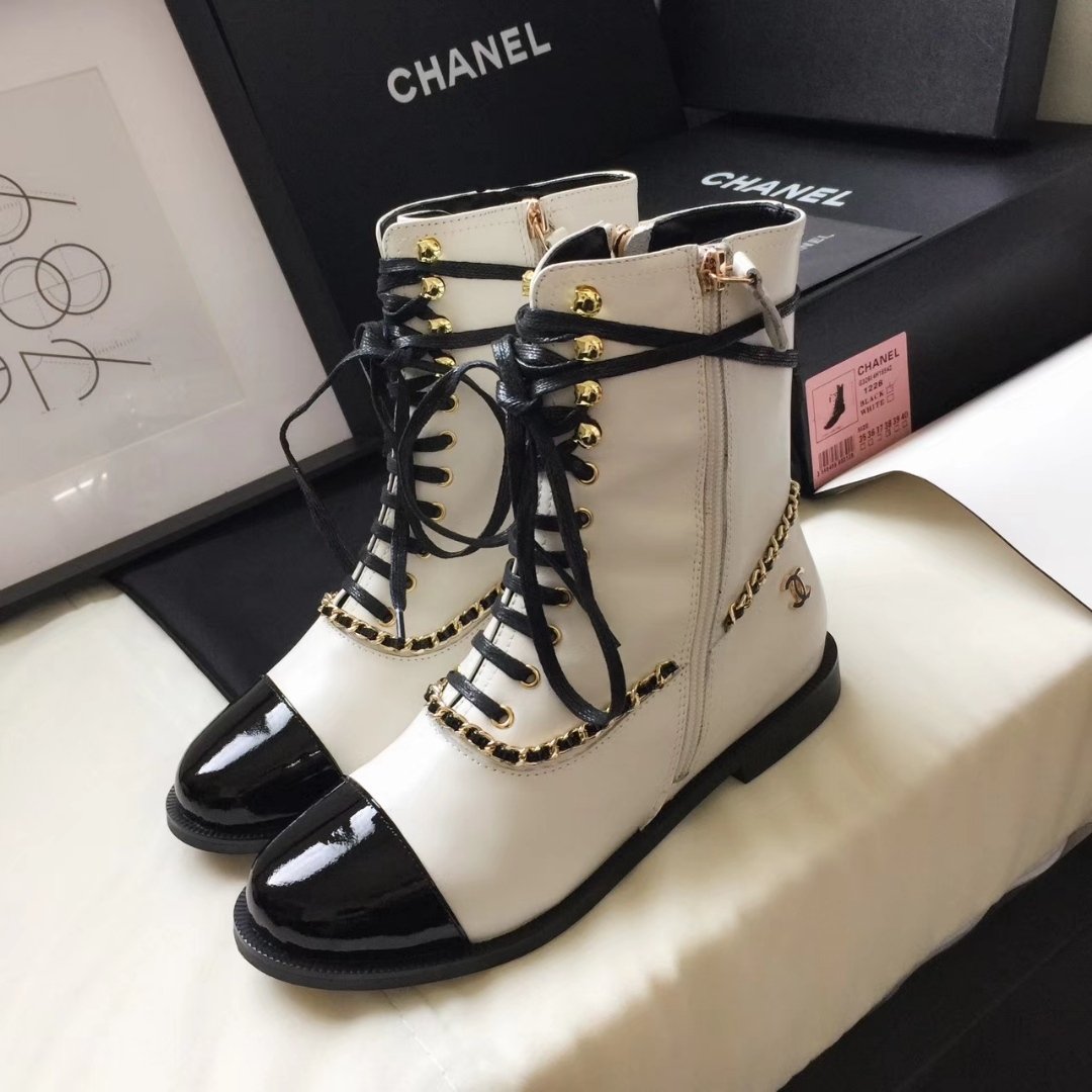 Ch**el Botas Para Mujer White And Black