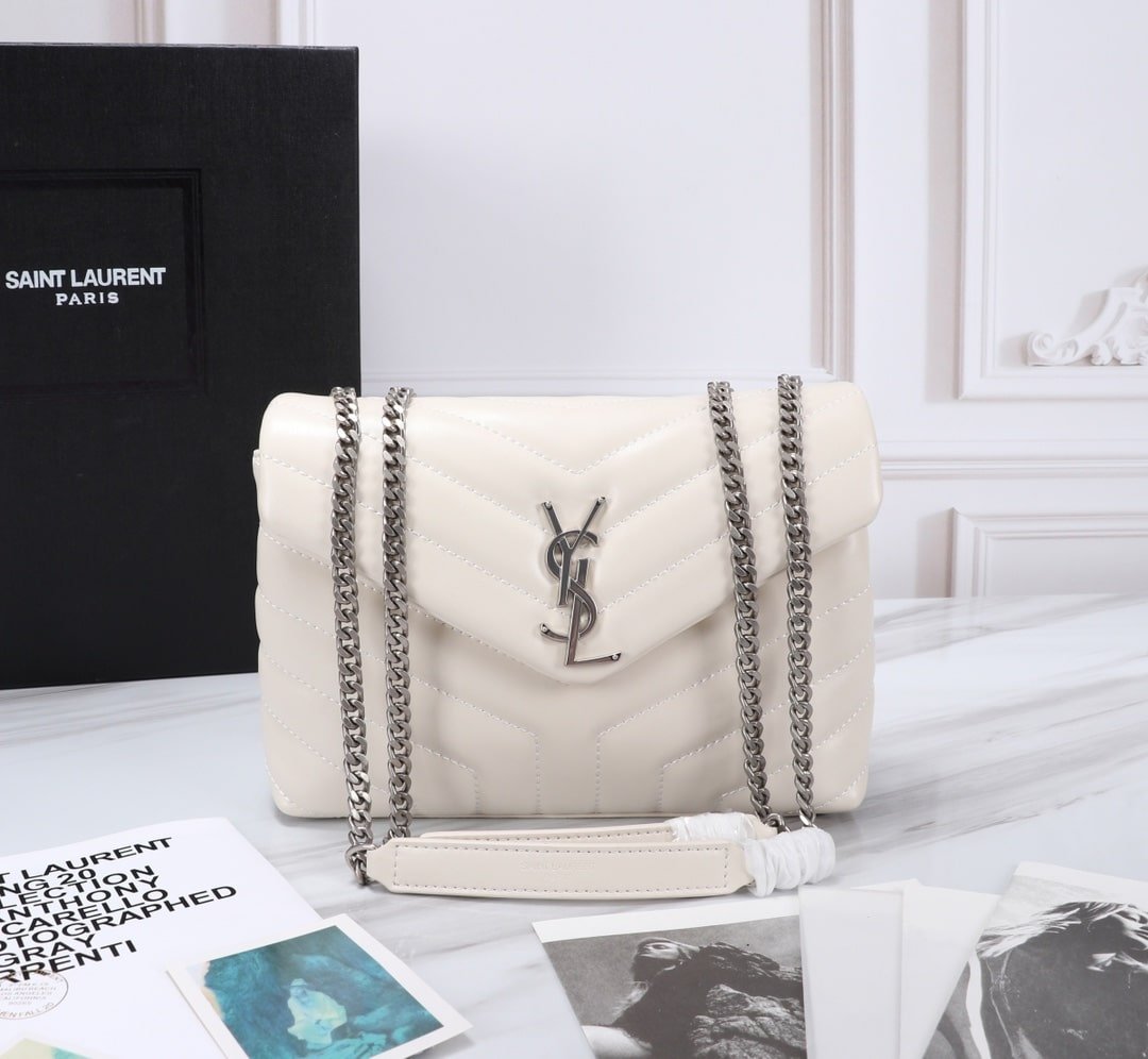 Sa1nt Lau*nt Loulou Small Chain Bag In Matelassé Y Leather White Silver 23Cm 494699Dv7269207