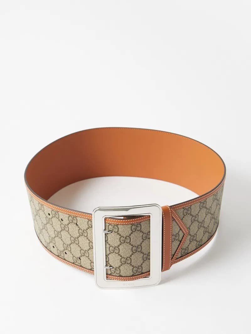 Gvc*1 Lunar New Year Gg Wide Belt Beige And Ebony ‎718505 Fabfb 9871