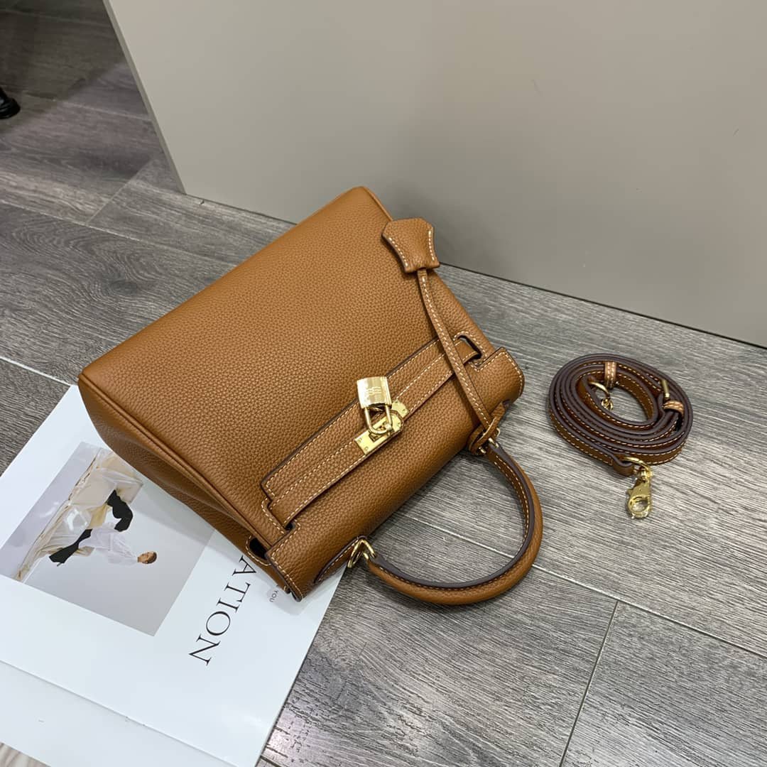 H**me5 Kelly 25Cm Brown Gold Hardware 25Cm