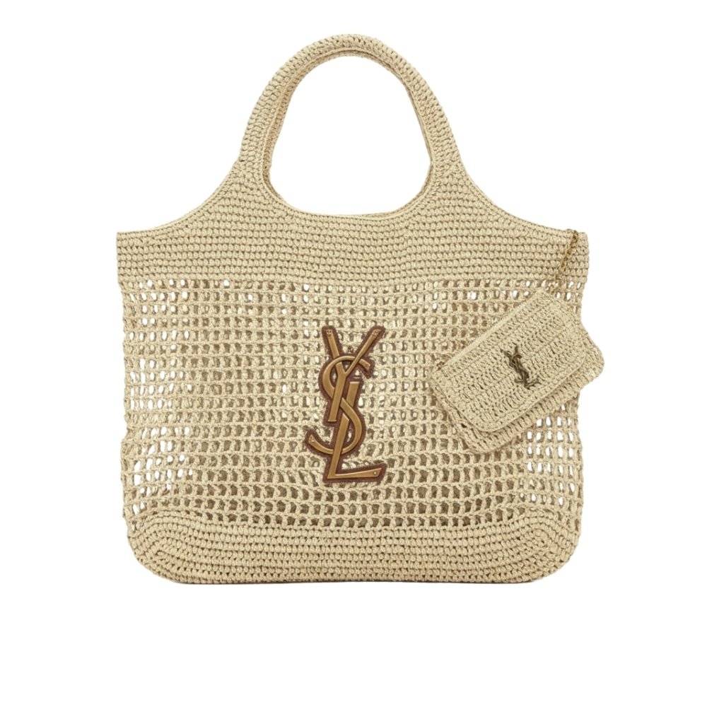 Sa1nt Lau*nt Raffia Icare Tote Bag Naturel And Brown Gold 45Cm 772191Gaaek2063